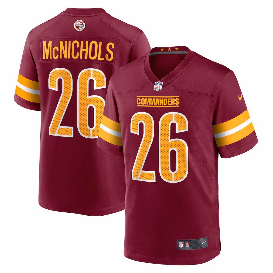 Men's Washington Commanders Jeremy McNichols Nike Burgundy Game Jersey - Jersey