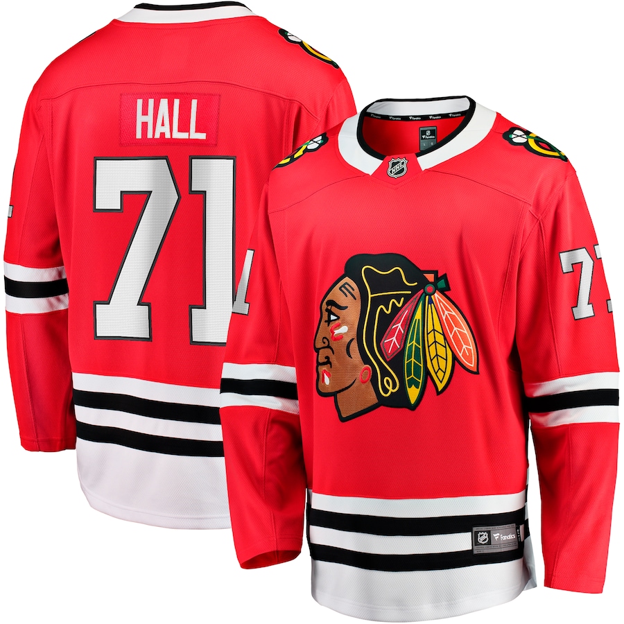 Men's Chicago Blackhawks Taylor Hall Fanatics Red Home Breakaway Player Jersey - Jersey