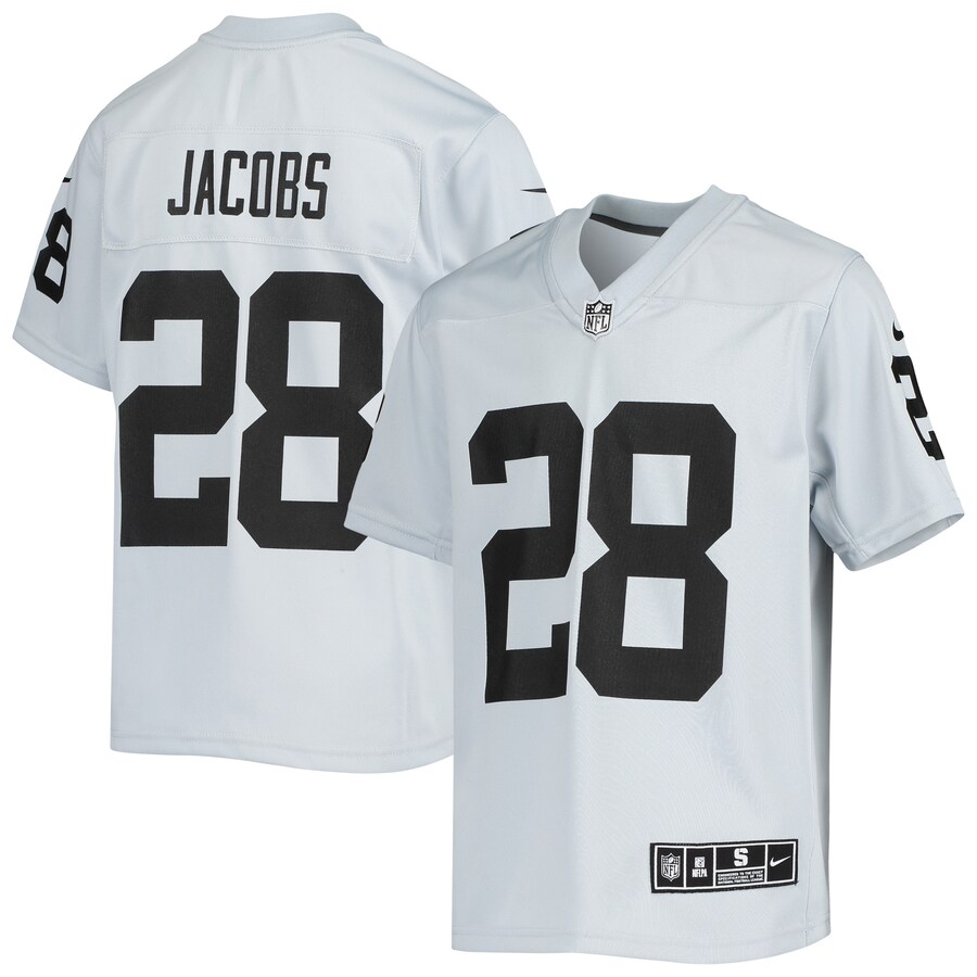 Youth Las Vegas Raiders Josh Jacobs Nike Silver Inverted Team Game Jersey - Jersey