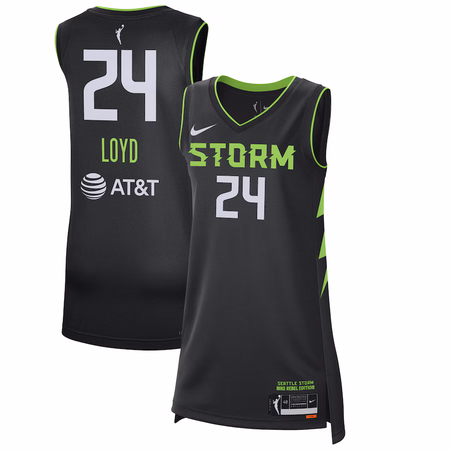 Unisex Seattle Storm Jewell Loyd Nike Black 2024 Rebel Edition Player Jersey - Jersey