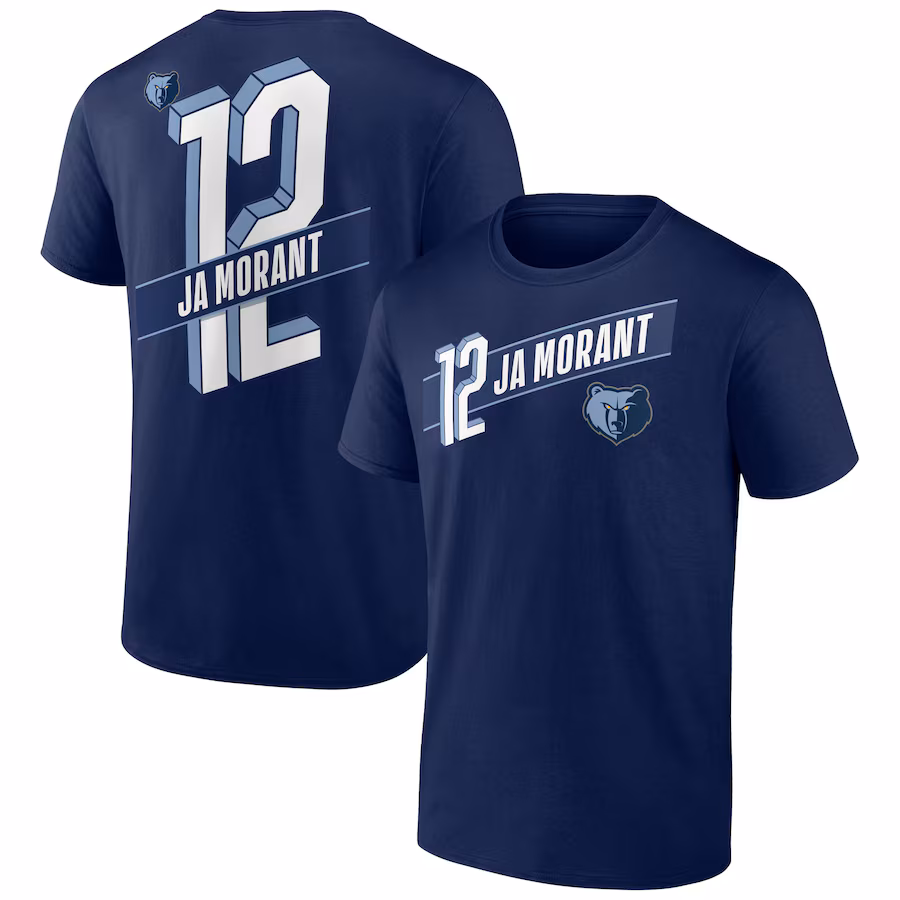 Men's Memphis Grizzlies Ja Morant Navy Full-Court Press Name & Number T-Shirt - Jersey
