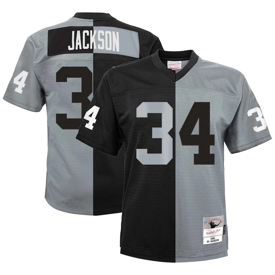 Youth Las Vegas Raiders Bo Jackson Mitchell & Ness Black/Silver Split Legacy Jersey - Jersey