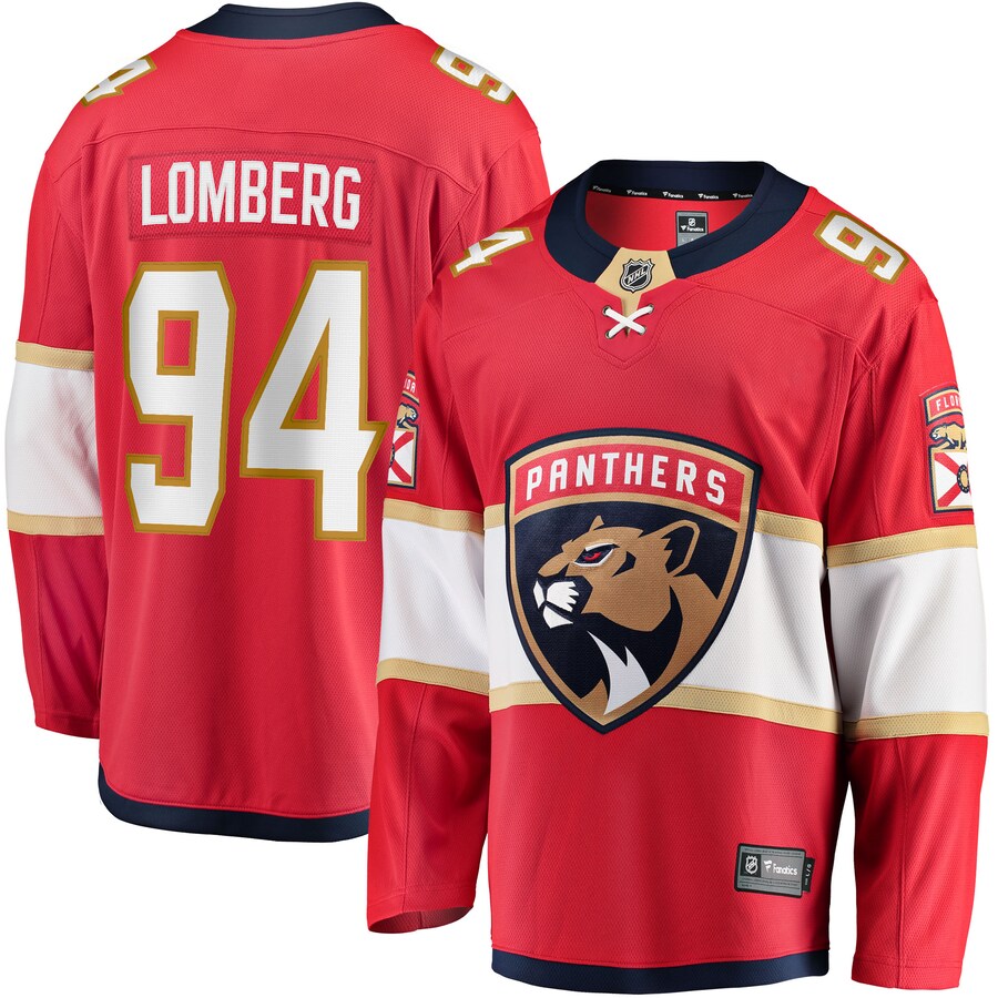 Men's Florida Panthers Ryan Lomberg Fanatics Branded Red Home Breakaway Player Jersey - Jersey