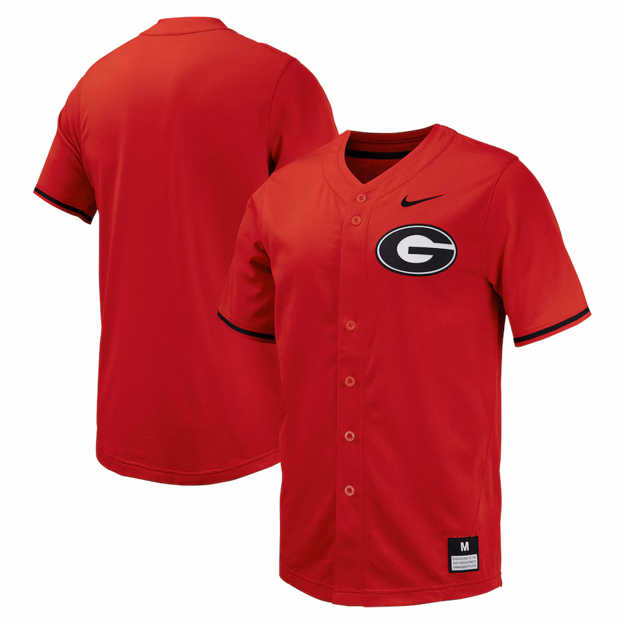 Men's Nike Red Georgia Bulldogs Replica Full-Button Baseball Jersey - Jersey