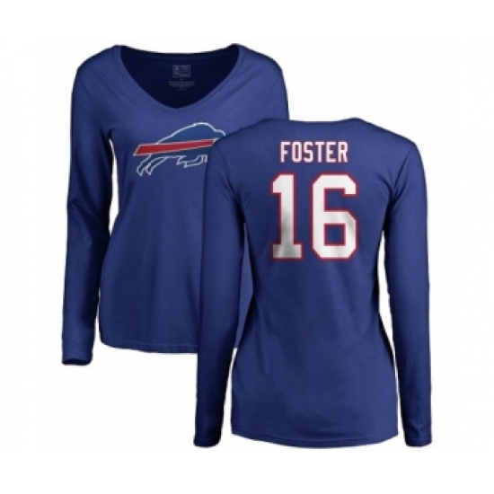 NFL Women's Nike Buffalo Bills #16 Robert Foster Royal Blue Name & Number Logo Long Sleeve T-Shirt - Jersey
