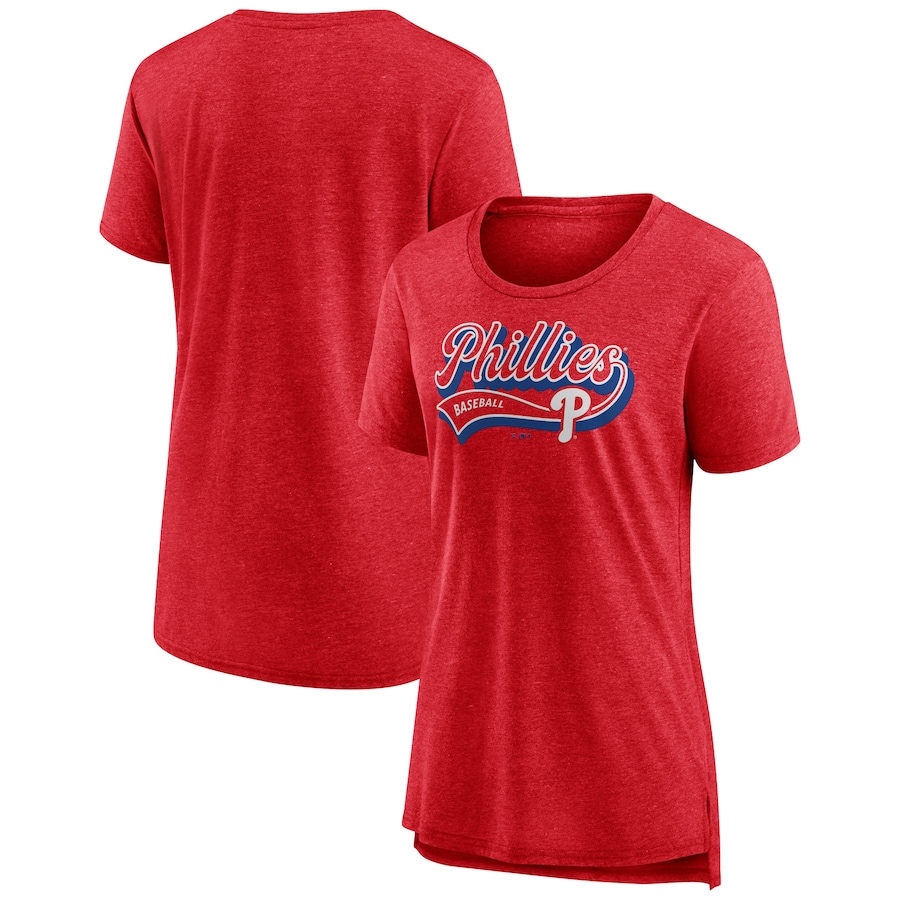 Women's Philadelphia Phillies Red League Leader Tri-Blend T-Shirt - Jersey