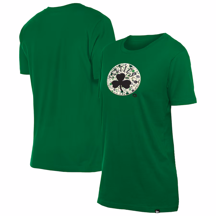 Women's Boston Celtics New Era Kelly Green Glam Game Flower T-Shirt - Jersey