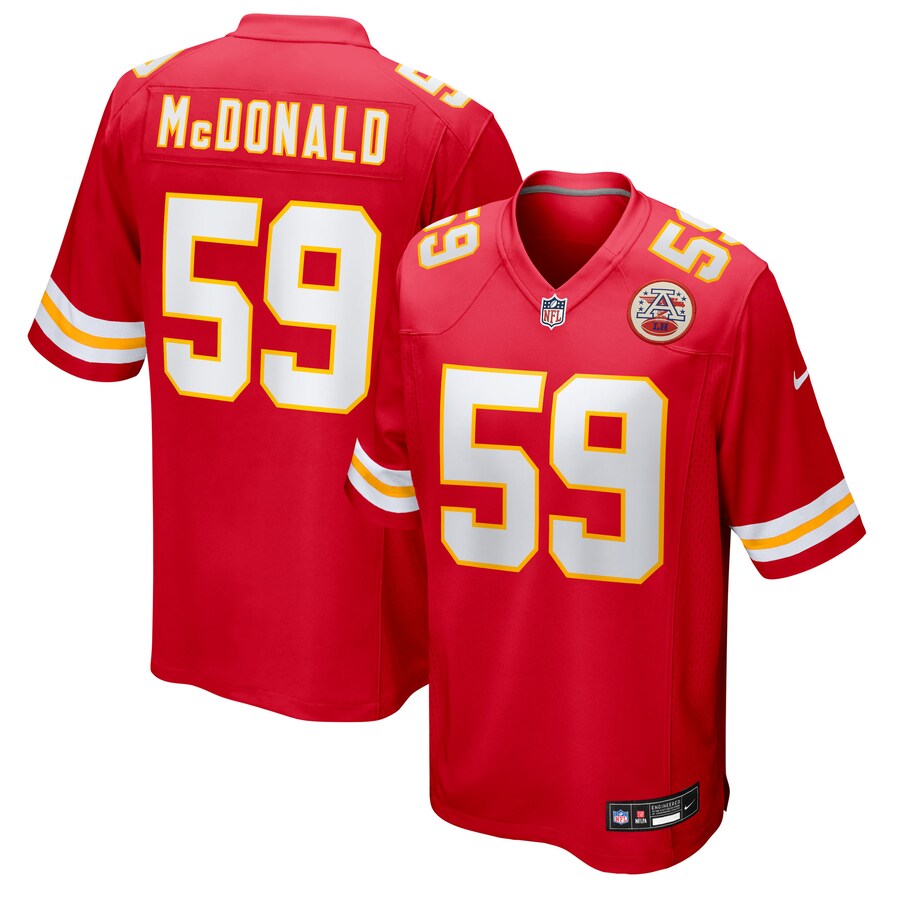 Men's Kansas City Chiefs Cooper McDonald Nike Red Team Game Jersey - Jersey