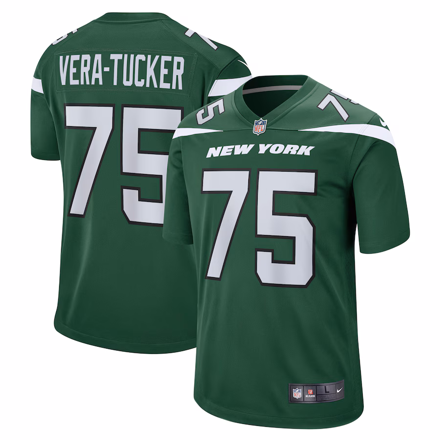 Men's New York Jets Alijah Vera-Tucker Nike Gotham Green Game Player Jersey - Jersey