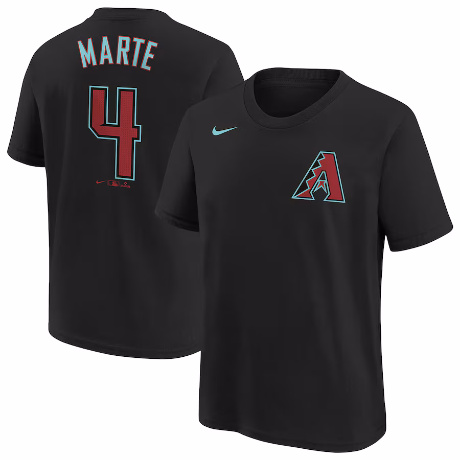 Youth Arizona Diamondbacks Ketel Marte Nike Black 2024 Fuse Name & Number T-Shirt - Jersey