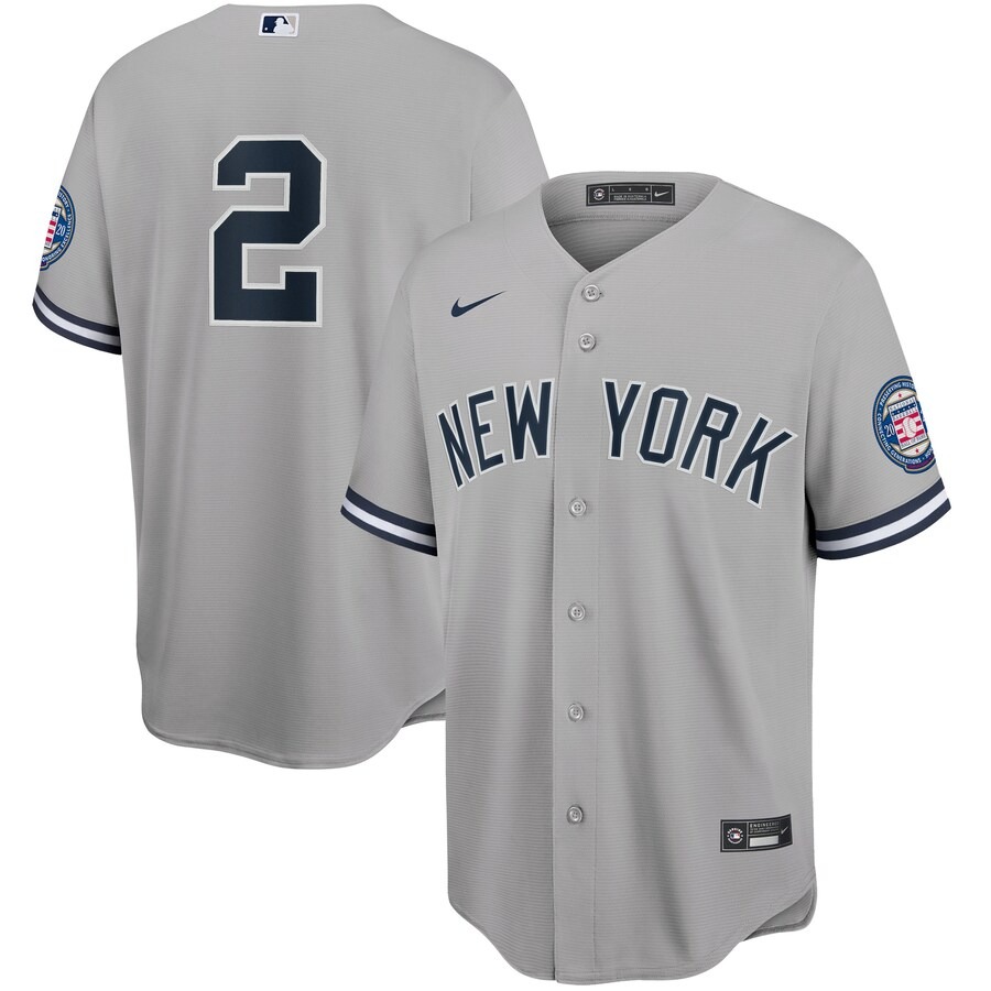 Men's New York Yankees Derek Jeter Nike Gray 2020 Hall of Fame Induction Replica Jersey - Jersey