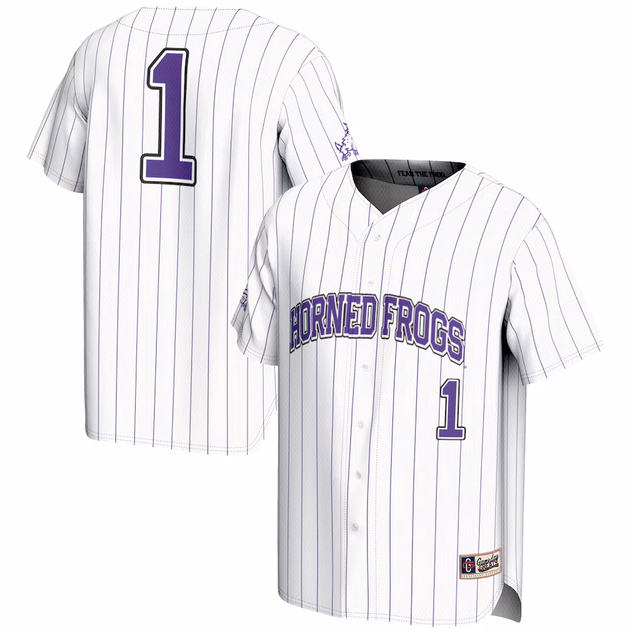 Men's GameDay Greats #1 White TCU Horned Frogs Lightweight Baseball Jersey - Jersey