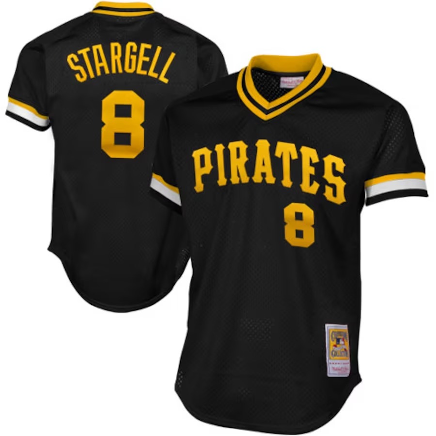 Men's Pittsburgh Pirates Willie Stargell Mitchell & Ness Black 1982 Authentic Cooperstown Collection Mesh Batting Practice Jersey - Jersey