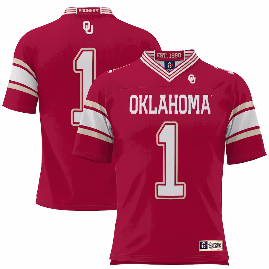#1 Oklahoma Sooners GameDay Greats Youth Football Jersey - Crimson - Jersey