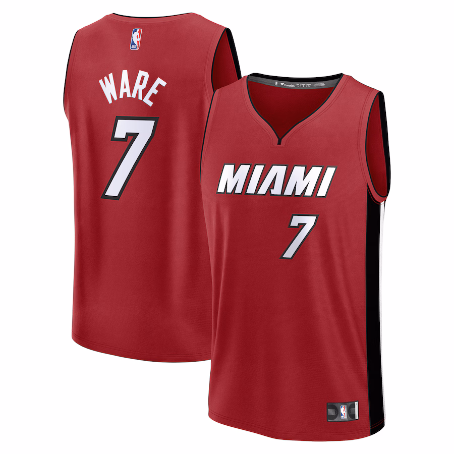 Men's Miami Heat Kel'el Ware Fanatics Red Fast Break Player Jersey - Statement Edition - Jersey