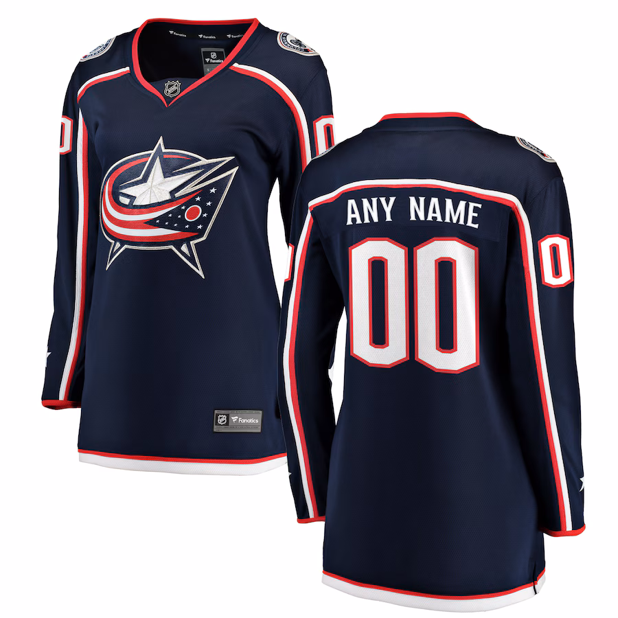 Women's Columbus Blue Jackets Fanatics Navy Home Breakaway Custom Jersey - Jersey
