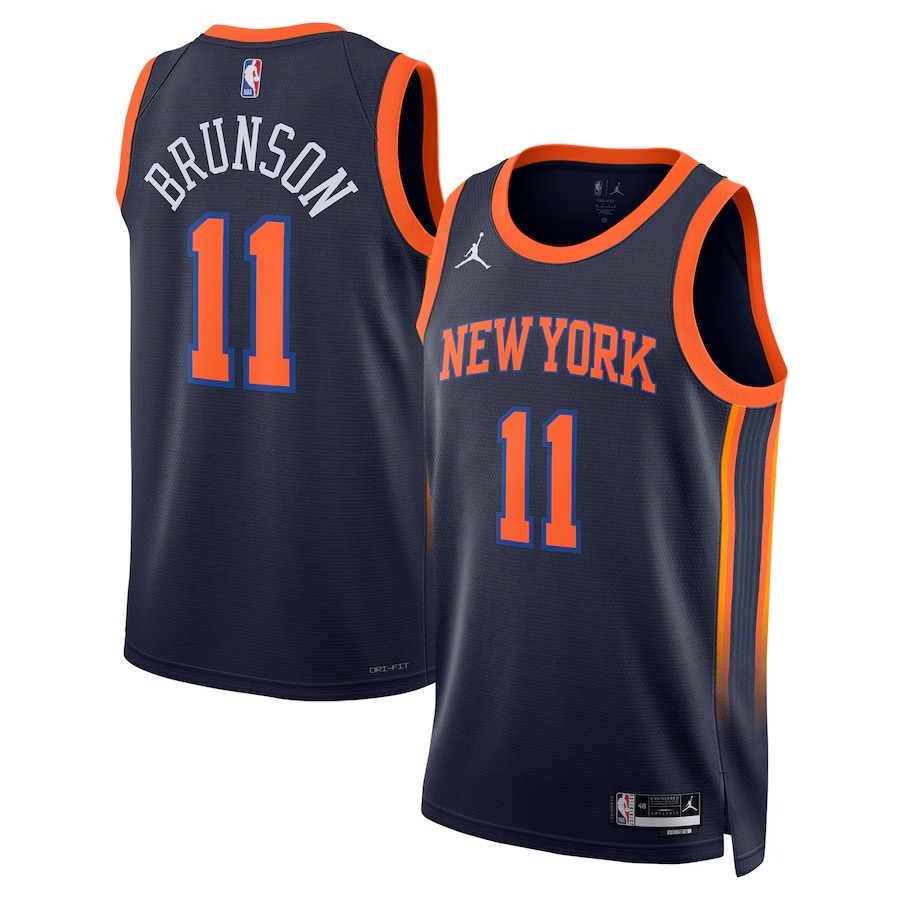Unisex New York Knicks Jalen Brunson Jordan Brand Navy Swingman Player Jersey - Statement Edition - Jersey