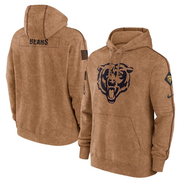 Men's Chicago Bears 2023 Brown Salute to Service Pullover Hoodie - Jersey
