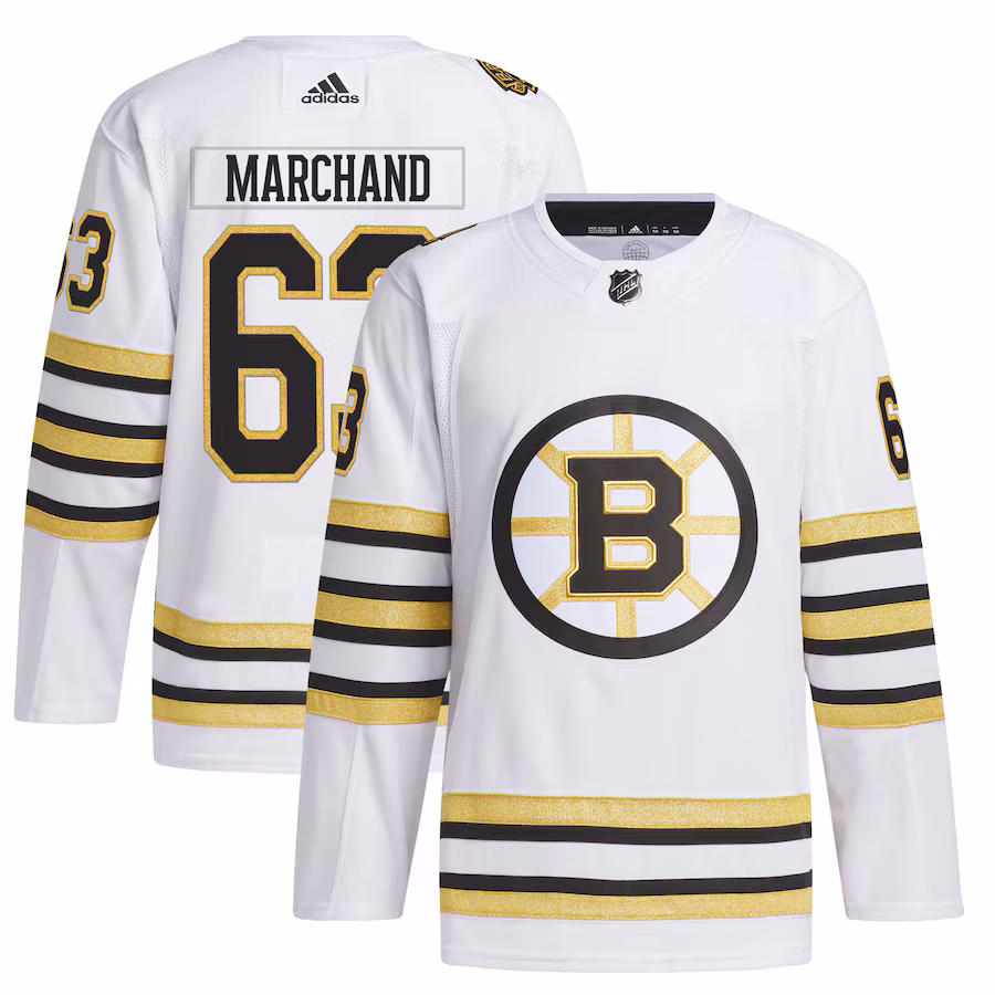 Men's Boston Bruins Brad Marchand adidas White Alternate Primegreen Authentic Player Jersey - Jersey