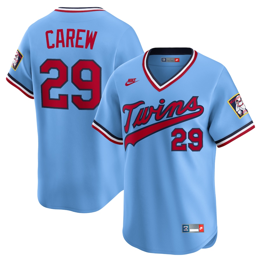 Men's Minnesota Twins Rod Carew Nike Light Blue Throwback Cooperstown Collection Limited Jersey - Jersey