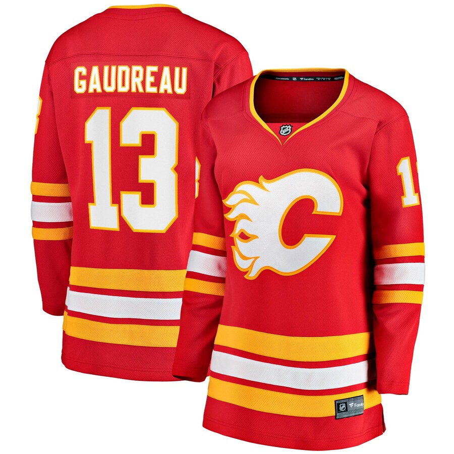 Women's Calgary Flames Johnny Gaudreau Fanatics Branded Red 2020/21 Home Premier Breakaway Player Jersey - Jersey