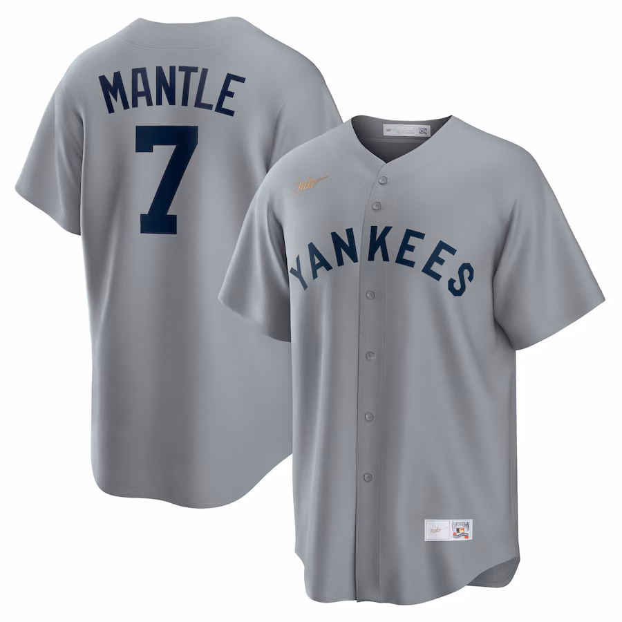 Men's New York Yankees Mickey Mantle Nike Gray Road Cooperstown Collection Player Jersey - Jersey