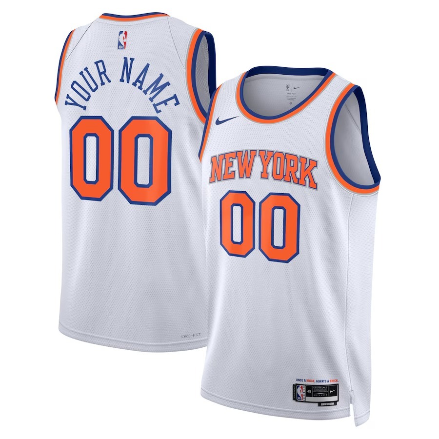 Unisex New York Knicks Nike White Swingman Custom Jersey - Association Edition - Jersey