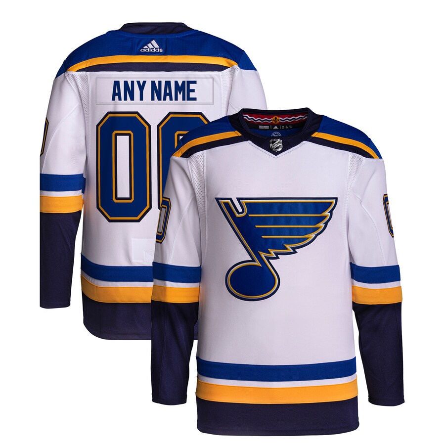 Men's St. Louis Blues  adidas White Away Custom Primegreen Authentic Pro Jersey - Jersey
