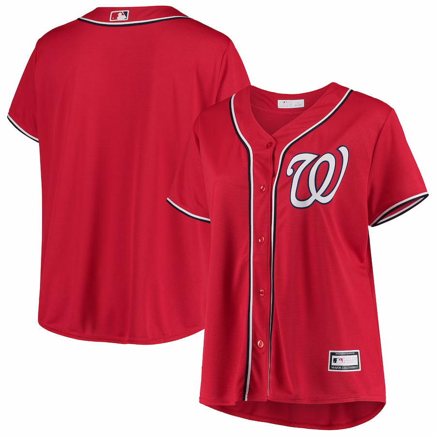 Women's Washington Nationals Red Plus Size Alternate Replica Team Jersey - Jersey