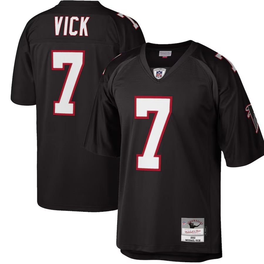 Men's Atlanta Falcons Michael Vick Mitchell & Ness Black Big & Tall 2002 Retired Player Replica Jersey - Jersey
