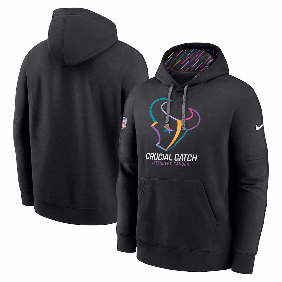 Men's Houston Texans Nike Black 2024 NFL Crucial Catch Club Pullover Hoodie - Jersey