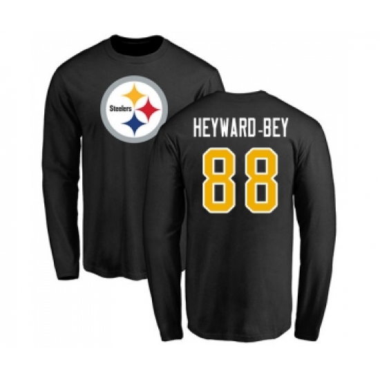 Football Pittsburgh Steelers #88 Darrius Heyward-Bey Black Name & Number Logo Long Sleeve T-Shirt - Jersey