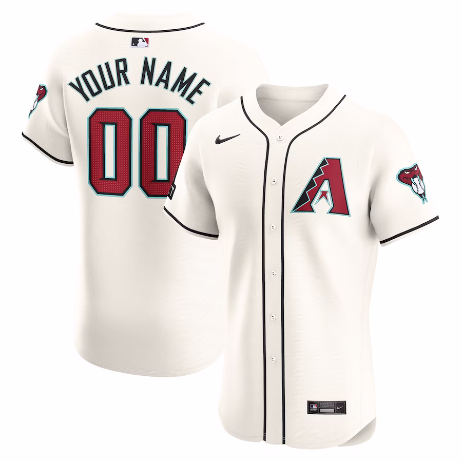 Men's Arizona Diamondbacks Nike White Home Elite Custom Patch Jersey - Jersey