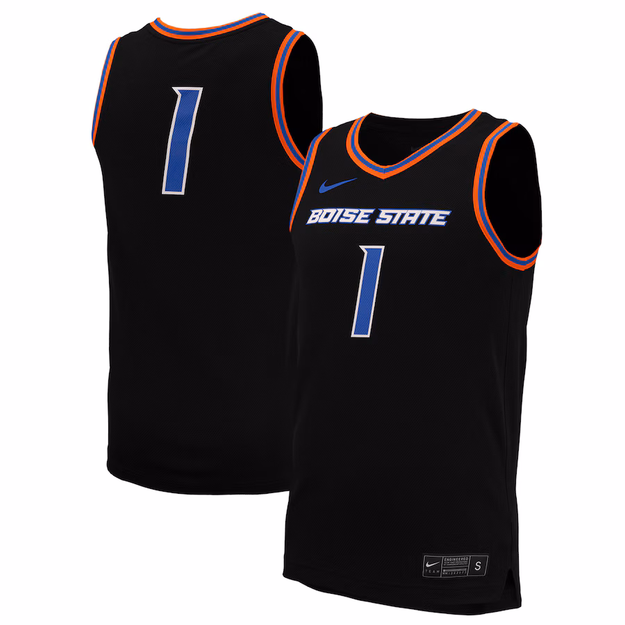 Men's Nike #1 Black Boise State Broncos Replica Basketball Jersey - Jersey