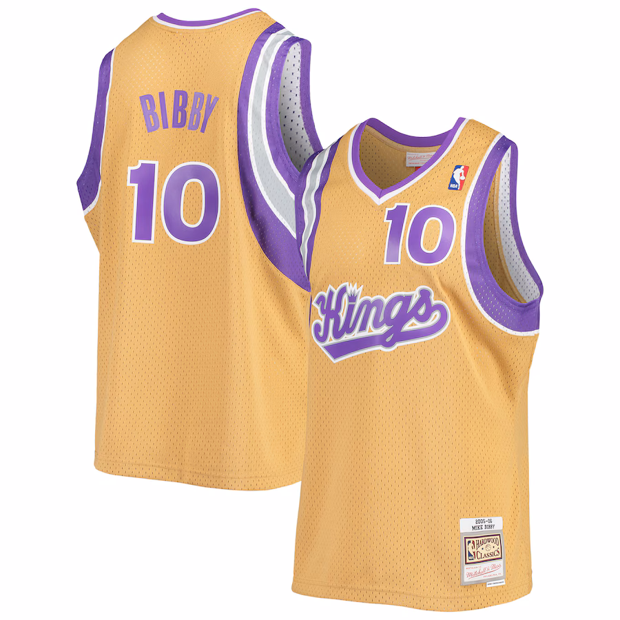 Men's Sacramento Kings Mike Bibby Mitchell & Ness Gold 2005/06 Hardwood Classics Swingman Jersey - Jersey