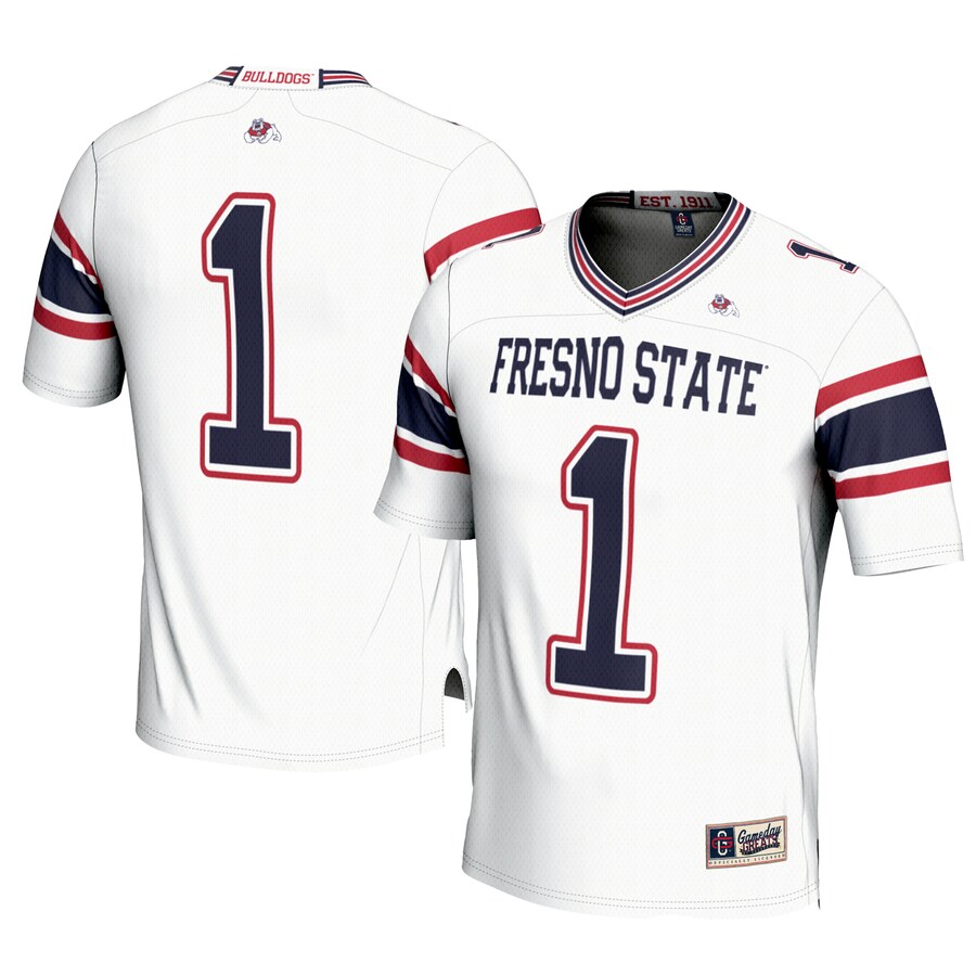 Men's GameDay Greats #1 White Fresno State Bulldogs Football Jersey - Jersey