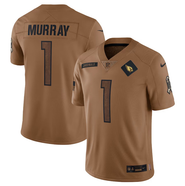 Men's Arizona Cardinals #1 Kyler Murray 2023 Brown Salute To Service Limited Football Stitched Jersey - Jersey