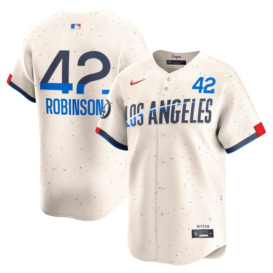 Men's Los Angeles Dodgers Jackie Robinson Nike Cream City Connect Limited Player Jersey - Jersey