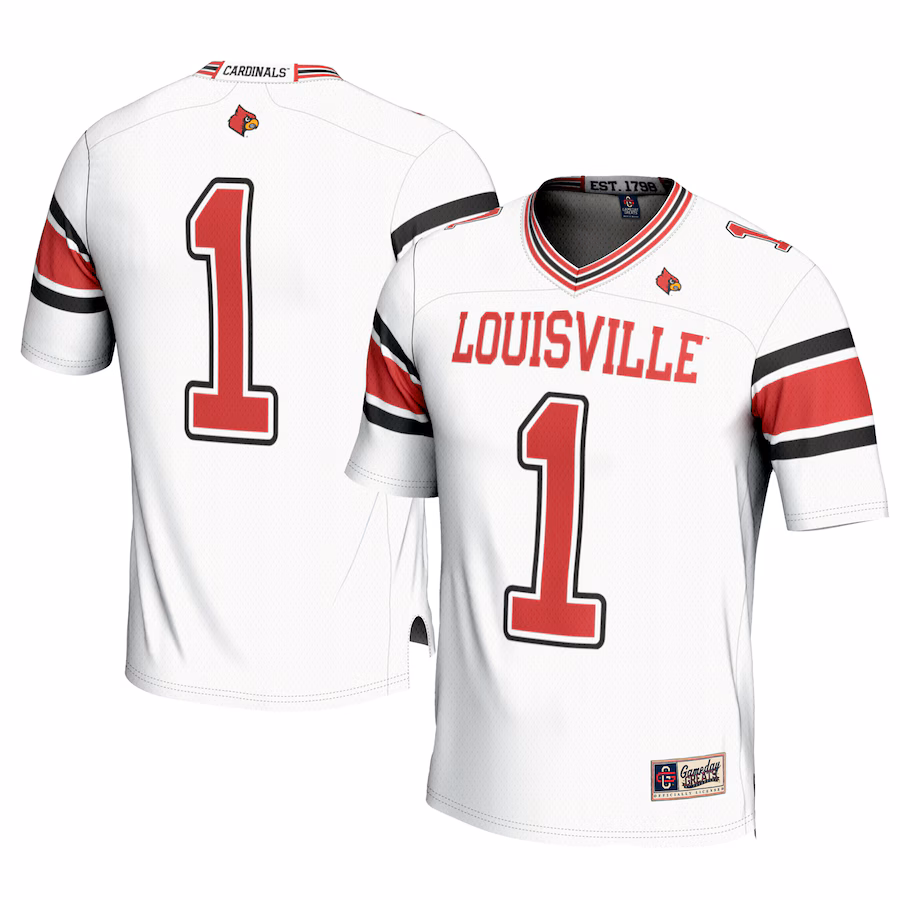 Men's GameDay Greats #1 White Louisville Cardinals Football Jersey - Jersey