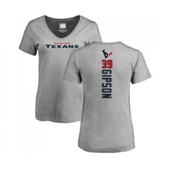 Football Women's Houston Texans #39 Tashaun Gipson Ash Backer T-Shirt - Jersey