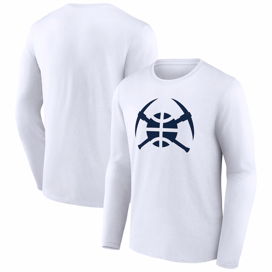 Men's Denver Nuggets White Alternate Logo Long Sleeve T-Shirt - Jersey