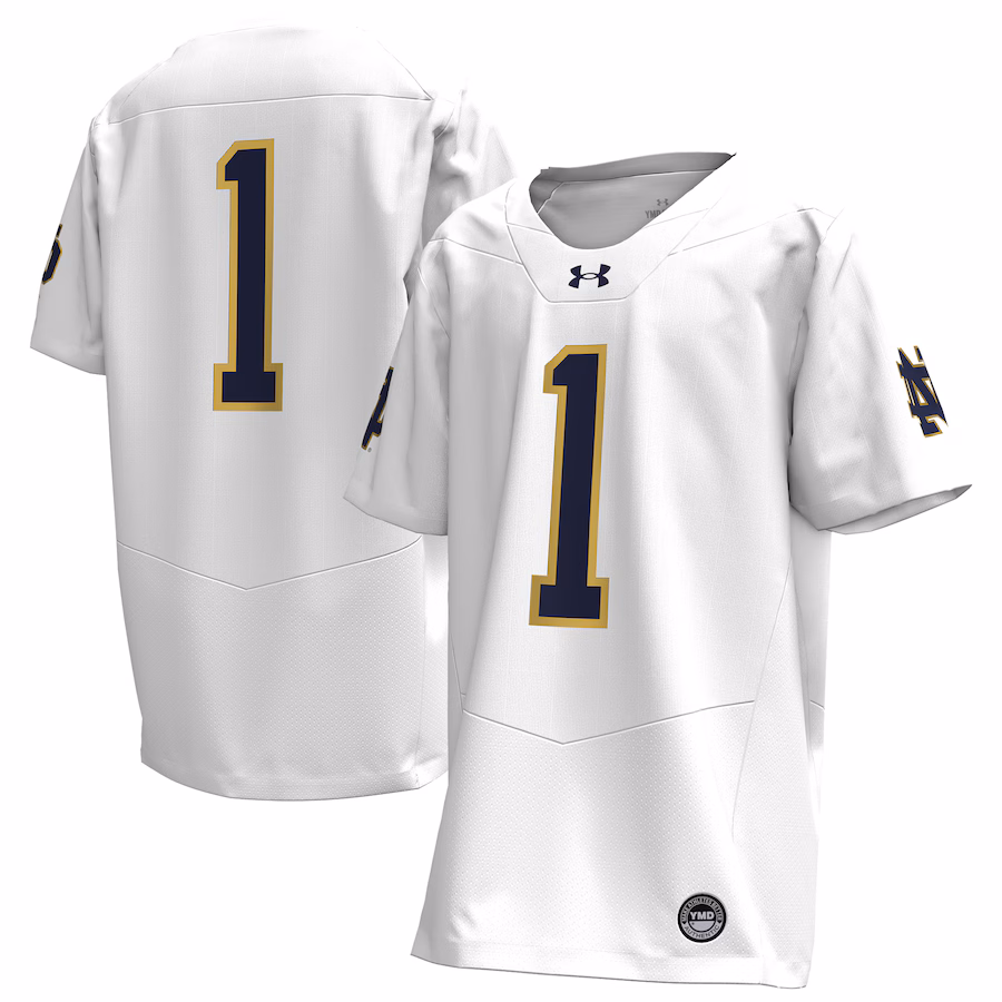 Youth Under Armour #1 White Notre Dame Fighting Irish Replica Football Jersey - Jersey