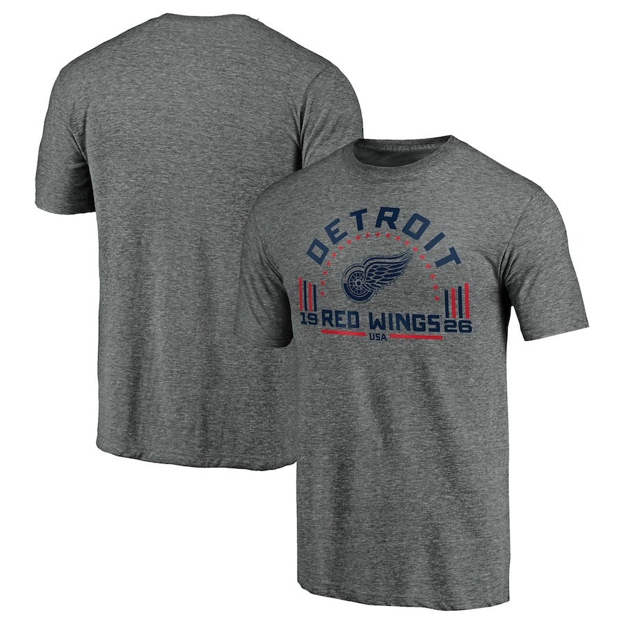 Men's Detroit Red Wings Heathered Gray Team Freedom Tri-Blend T-Shirt - Jersey
