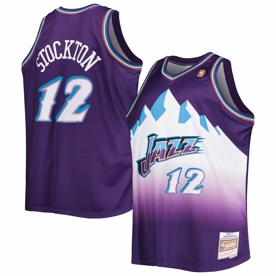 Men's Utah Jazz John Stockton Mitchell & Ness Purple Big & Tall Hardwood Classics 1996/97 Swingman Jersey - Jersey