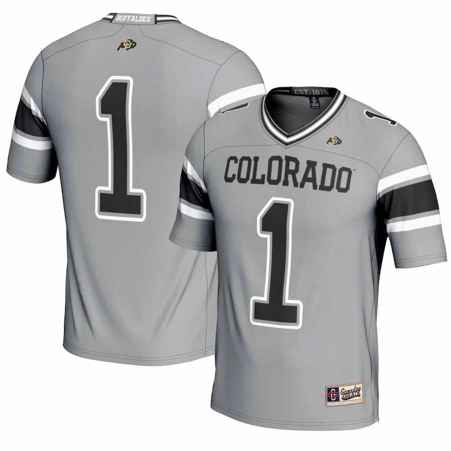 Men's GameDay Greats #1 Gray Colorado Buffaloes Endzone Football Jersey - Jersey