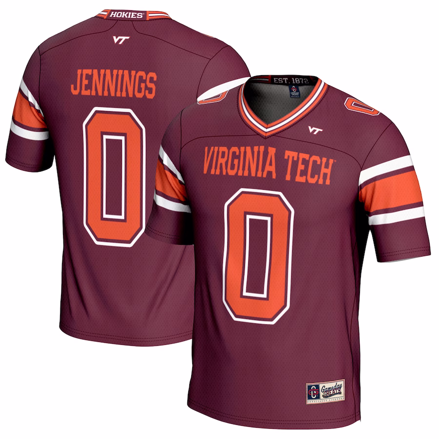 Ali Jennings Virginia Tech Hokies GameDay Greats NIL Player Football Jersey - Maroon - Jersey