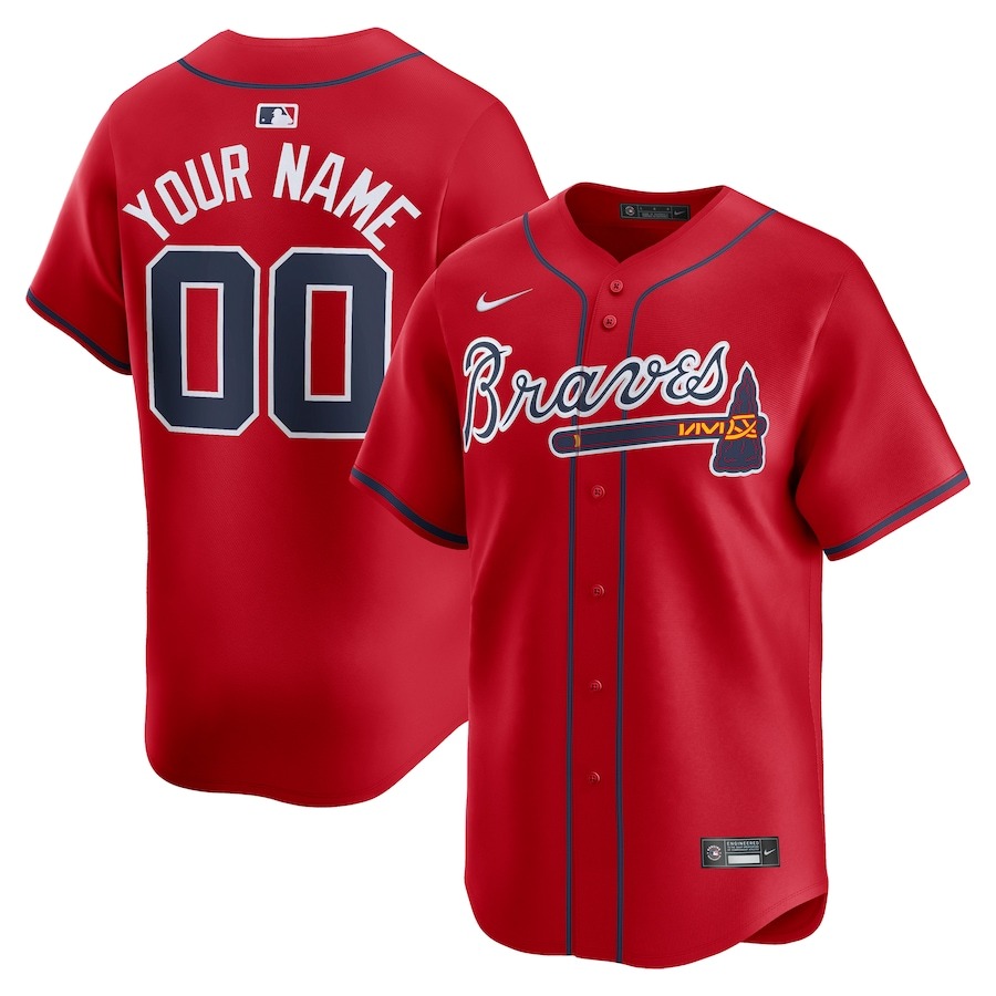 Men's Atlanta Braves  Nike Red  Alternate Limited Custom Jersey - Jersey
