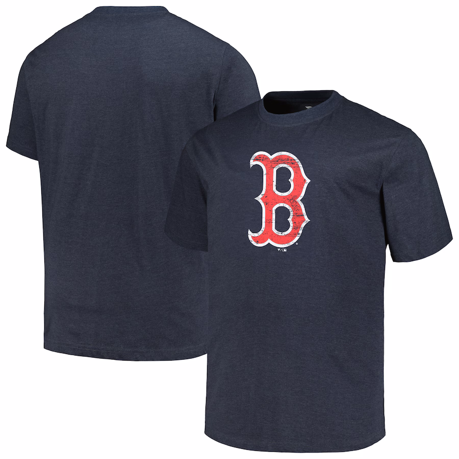 Men's Boston Red Sox Profile Heather Navy Big & Tall Weathered Logo T-Shirt - Jersey