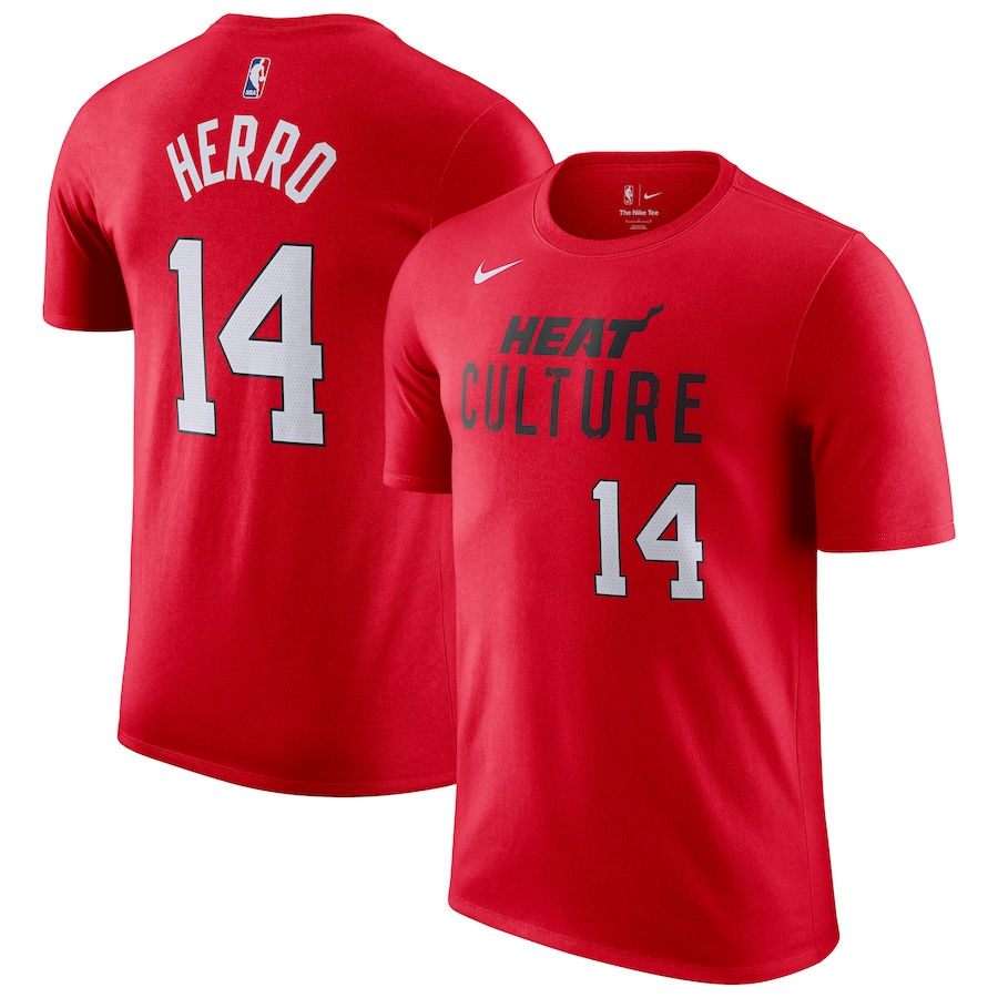 Men's Miami Heat Tyler Herro Nike Red 2024/25 City Edition Name & Number T-Shirt - Jersey