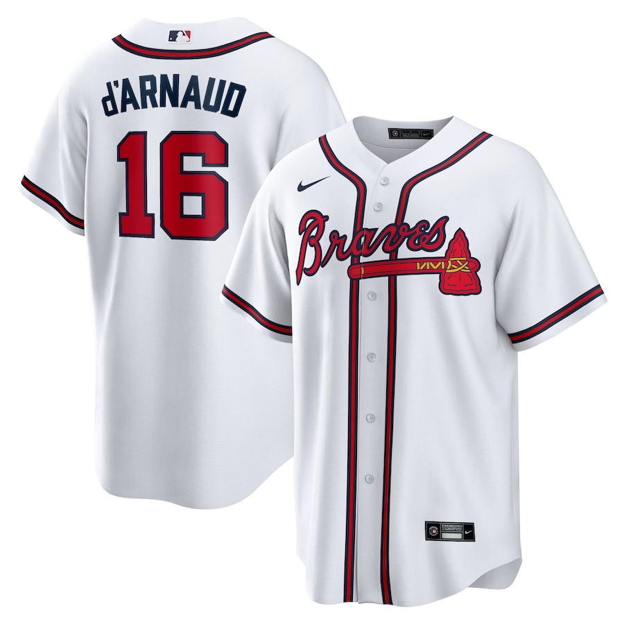 Men's Atlanta Braves Travis d'Arnaud Nike White Home Official Replica Player Jersey - Jersey